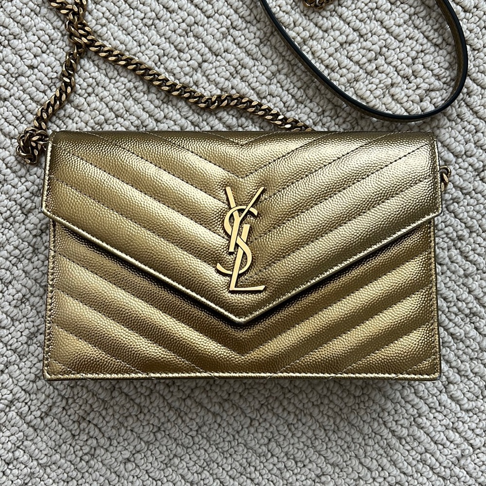 YSL Gold wallet on chain with detachable strap - Picture 1 of 16